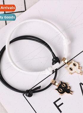 Korean fashion black whe cat braided bracelet couple girlfri
