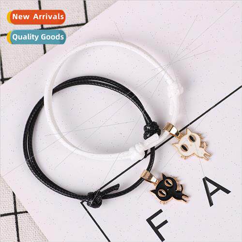 Korean fashion black whe cat braided bracelet couple girlfri