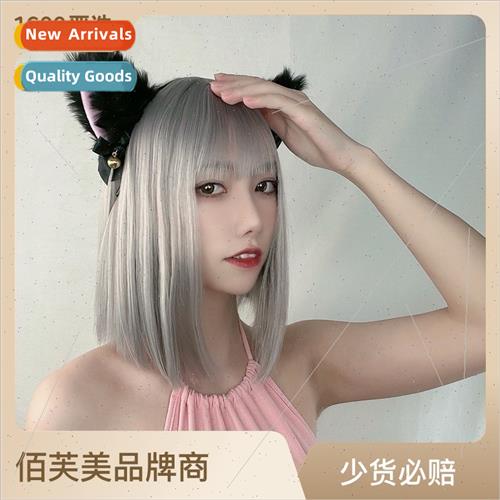 Manga bangs wig women short beige blonde o head chemical fib