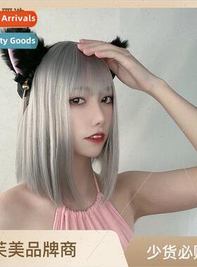 Manga bangs wig women short beige blonde o head chemical fib