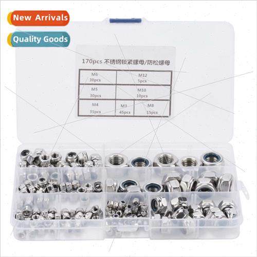 170pcs Stainless Nylon Lock Nuts M3 M4 M5 M6 M8 M10 M12