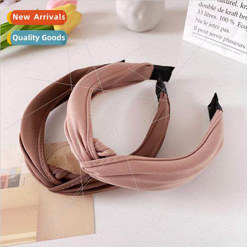 simple solid color fabric cross hair bands wide new pressuri