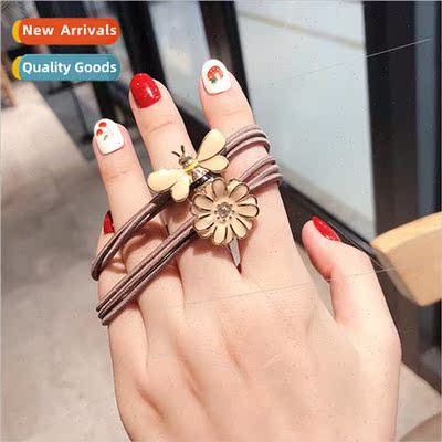 Alloy flowers bee hair rope female head rope simple personal