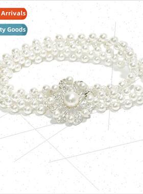 Women pearl waist chain mple fashion summer dress rhinestone