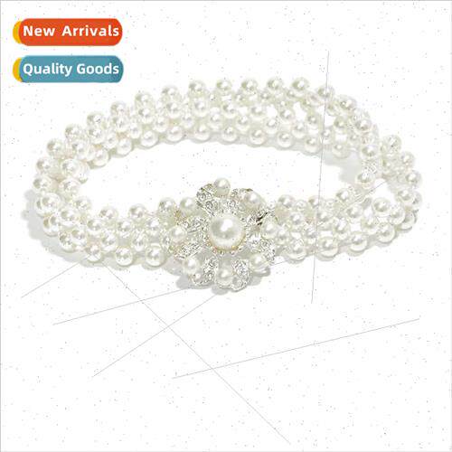 Women pearl waist chain mple fashion summer dress rhinestone