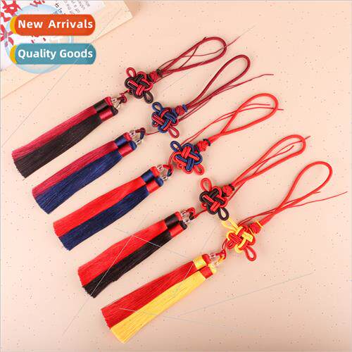 Auspicious knot two-color tassel combination car bag pendant