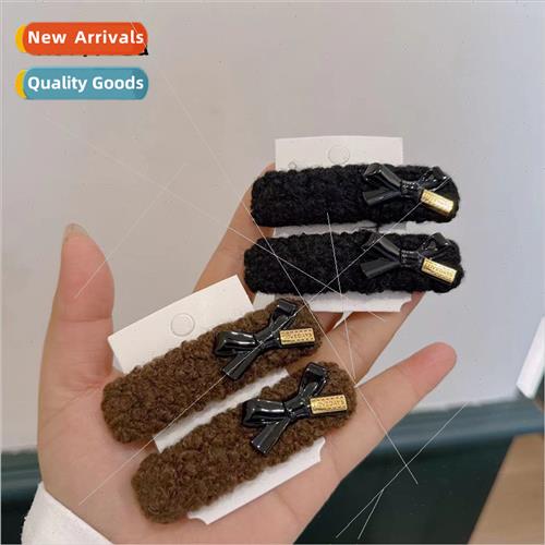 Teddy bear curly hair merad curry temperament bow side clip