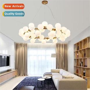 orb ring chandelier Scandinavian modern glass post frosted