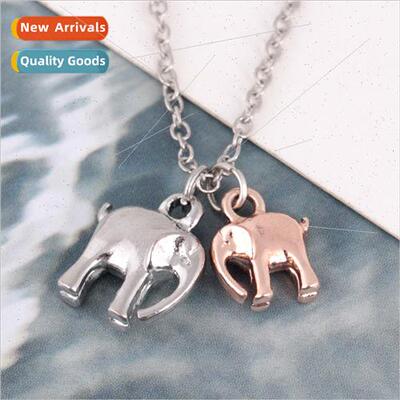 Spring Summer delicate two elephants pendant necklace fashio