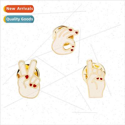 Japan fun OK yeah scissors gesture oil drop cartoon brooch n
