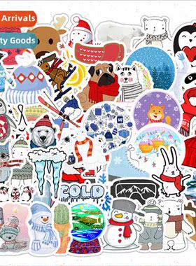 Winter Snowman Penguin 50 Helmet Stickers Journal ggage Note