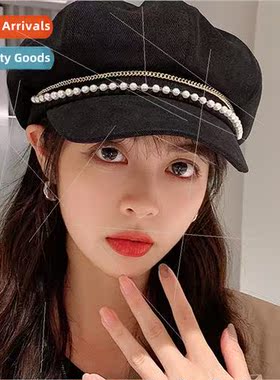 Japanese designer  pearl beret children spring fall Korean