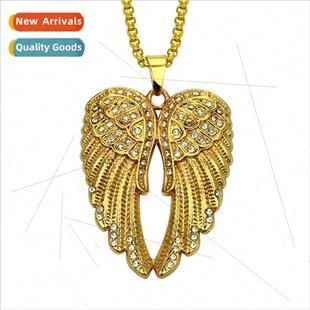 Europe angel pendant neckl jewelry diamond rap hop hip wings