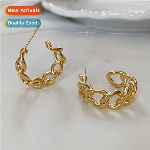 S925 new retro earrings metal hollow chain terms earrings fa