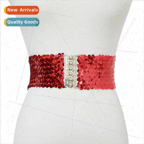 Europe Ladies Fish Scale Sequins Waistband Womens Glter Deco