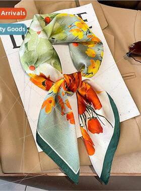Printed silk scarf female 2023 spring fall fashion simulatio