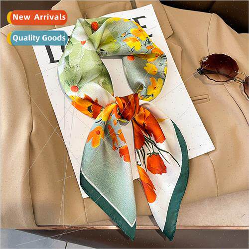 Printed silk scarf female 2023 spring fall fashion simulatio