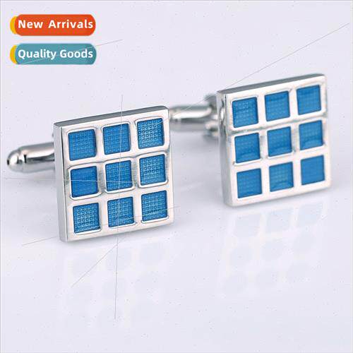 French Shirt Cufflinks Dress Cufflinks Blue Plaid Cufflinks