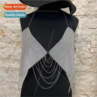 180300Europevest rhinestone inlaid diamond cloth tassel chai