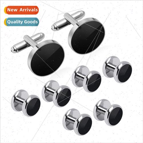 New black baked cufflinks set 8 tuxedo French shirt cufflink