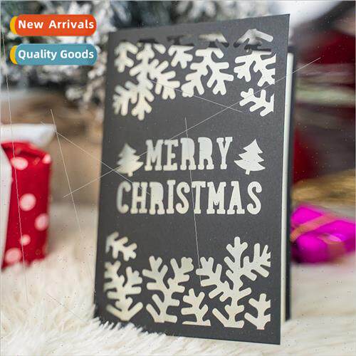 Mu light  creative vintage black card laser paper engraving