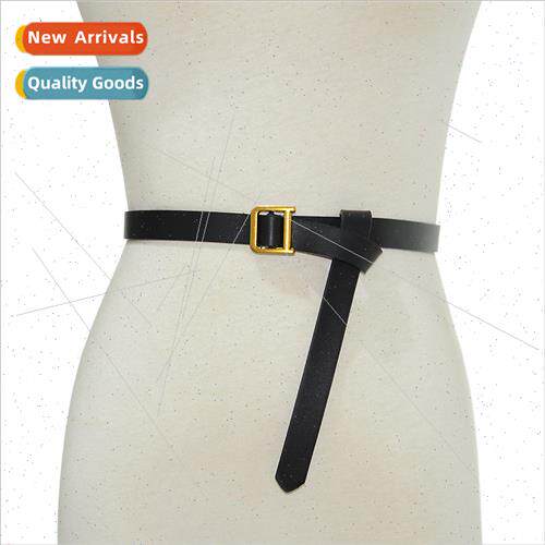 Europe ladies thin belt women vintage copper square buckle i