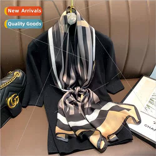 2021 new imation silk women thousbirds check silk scarf Kore