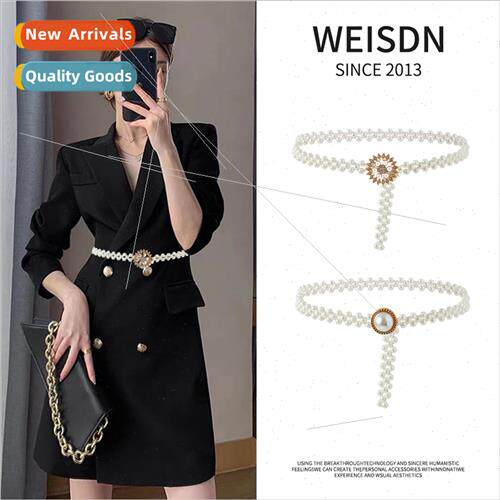 2023 Women Waist Chain Pearl Elastic Hundred Design WaistbRh