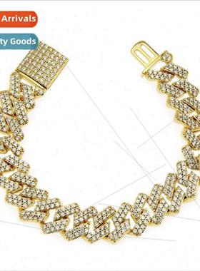 Europe Men 15mm Diamond Bar Cuban Chain Bracelet Personalize