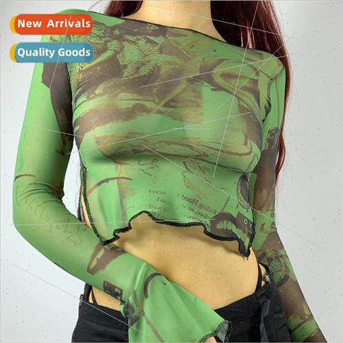 Europe Uned States fall winter  round neck long-sleeved prin