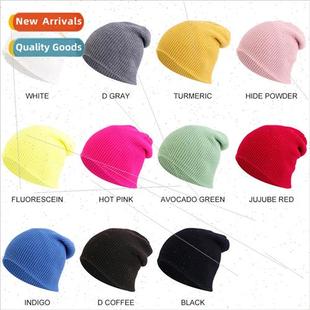 winter thickened solid colored cap autumn wool Candy warm