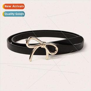 sweet buckle black cute skirt decorative belt thin bow Ms.