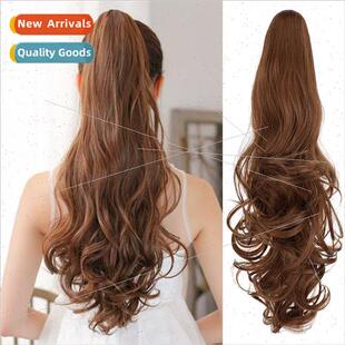 wig ponytail long curly hair scrunchy clip on big wave fake