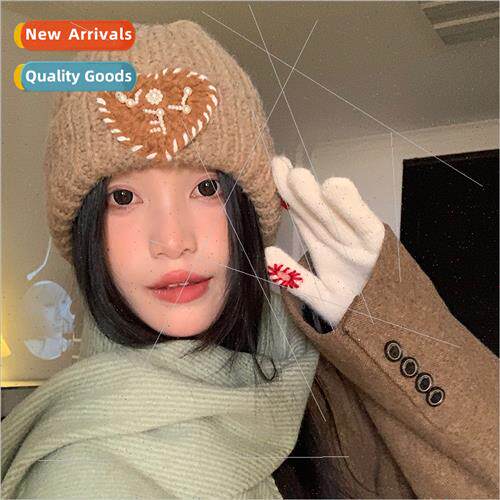 Autumn winter love wool cap big head circumference warm knte