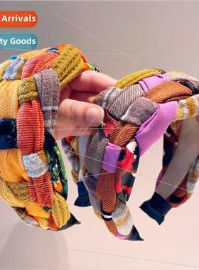 Winter Korean hand-woven braids clashing color Klein blue sy