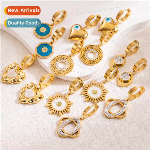 Europe new exquise niche geometric heart stainless steel ear