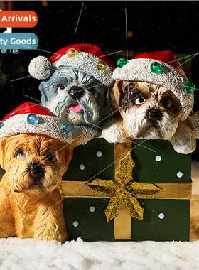 Christmas animal sculpture ornament brown bear drummer dog g