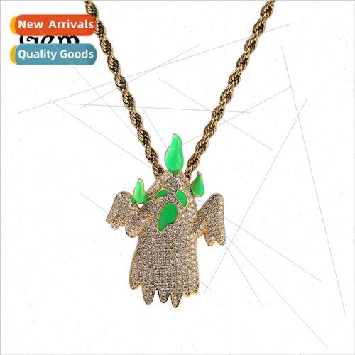 Hip hop oil drip glow-in-the-dark ghost pendant necklace nic