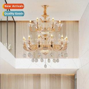 living room chandelier Zinc villa crystal hotel duple alloy