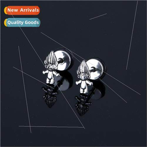 Korea fashion silver flyer earrings tide men stainless steel