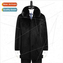 Middle-aged elderly wool coat men winter in long windbreaker
