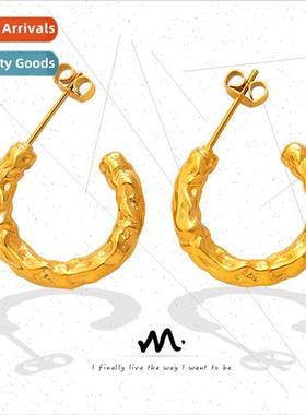 Workplace commuter fashion wild C-shaped gold-plated earring