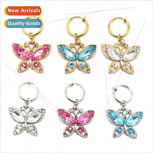 Europe Butterfly Fake Belly Button Ring Ear Clips Dual Use B