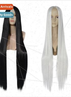 Costume wig center parted universal black/silver whe 80cm 10