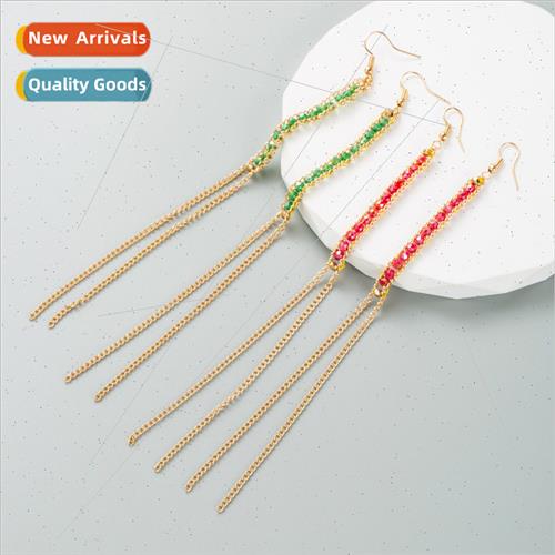 geometric earrings ins alloy plating set colorful rhinestone