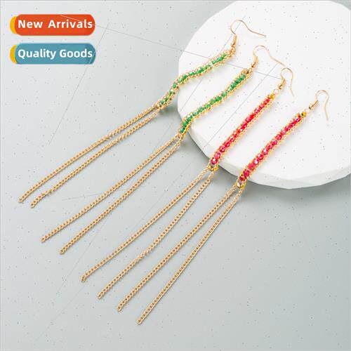 geometric earrings ins alloy plating set colorful rhinestone