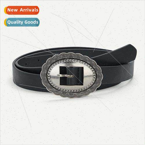 New exquise oval vintage carved buckle casual women belt