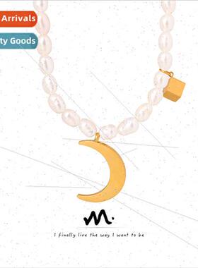 French niche ins cool jewelry moon small square pendant simp