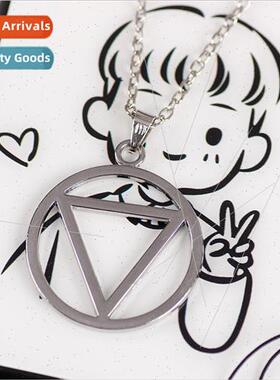 Fashion retro punk triangle circle necklace men women Naruto