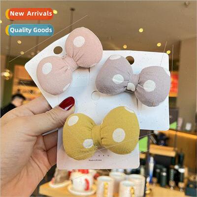 Cute pink versatile girl cloth bow side clip children bangs
